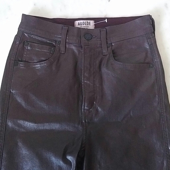 AGOLDE -NWOT Super High Roxanne Leatherette jeans - Picture 2 of 6